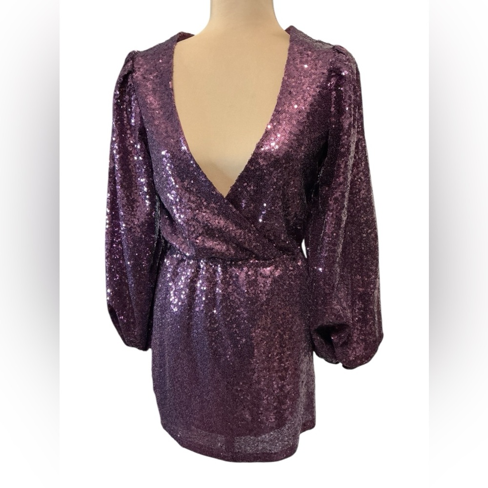 Purple Sequin Mini Dress NWT Size Small Holiday Party Night Out